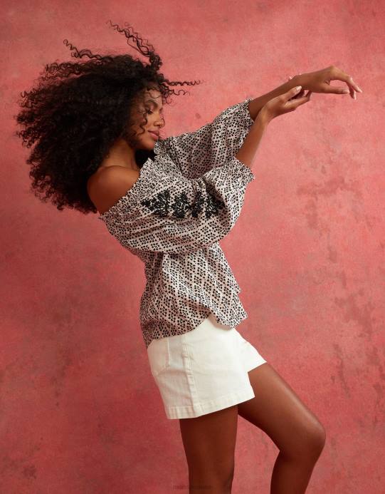 Monsoon نحيف بلوزة باردو مطبوعة من لينزينغ إيكوفيرو D68H2787 ملابس أسود