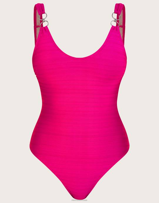 Monsoon نحيف ثوب سباحة بتفاصيل حلقة من البوليستر المعاد تدويره D68H2793 ملابس لون القرنفل