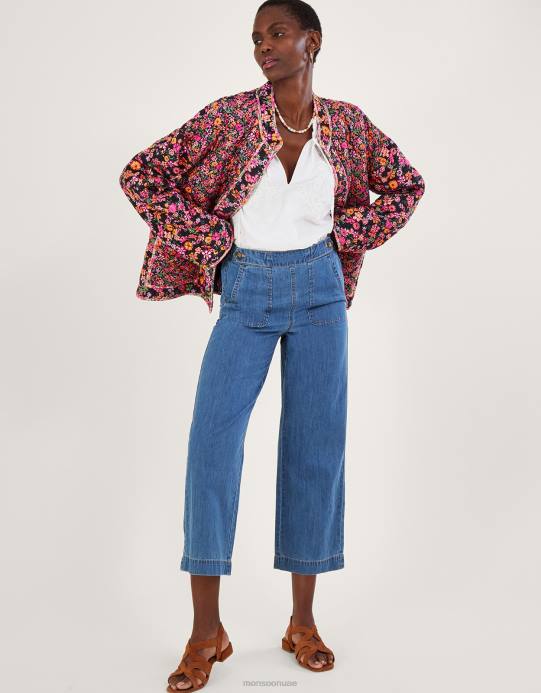 Monsoon نحيف سترة مبطنة بطبعات زهور وإيكات في لينزينج إيكوفيرو D68H2803 ملابس البرتقالي