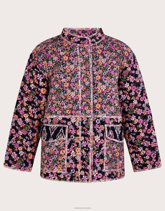 Monsoon نحيف سترة مبطنة بطبعات زهور وإيكات في لينزينج إيكوفيرو D68H2803 ملابس البرتقالي