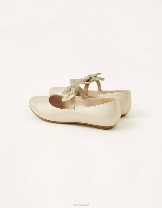 Monsoon بنت حذاء باليرينا مسطح بفيونكة D68H2808 أحذية ذهب