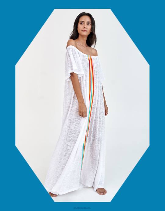 Monsoon نحيف قفطان الشاطئ بيتوزا مكشوف الأكتاف D68H281 ملابس أنيق