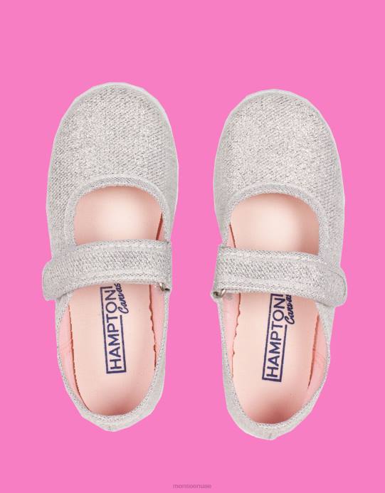 Monsoon أطفال هامبتون قماش مارثا بليمسولز الفضة D68H2810 أحذية فضة