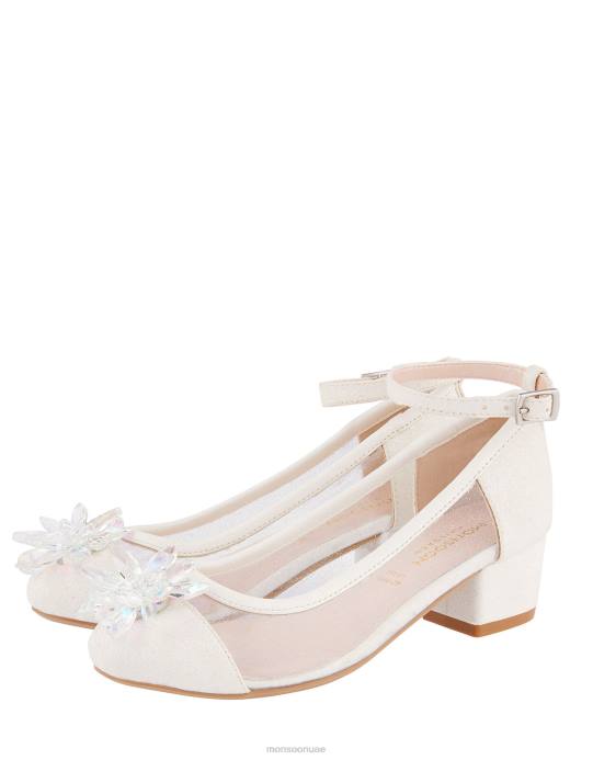 Monsoon بنت الأميرة ذات الكعب اللامع الكريستالي D68H2811 أحذية عاج