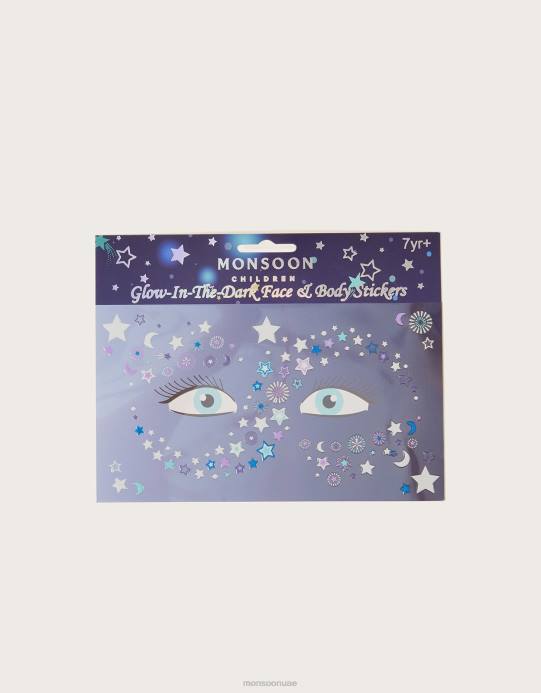 Monsoon أطفال ملصقات تتوهج في الظلام للوجه والجسم D68H2824 ملحق أنيق