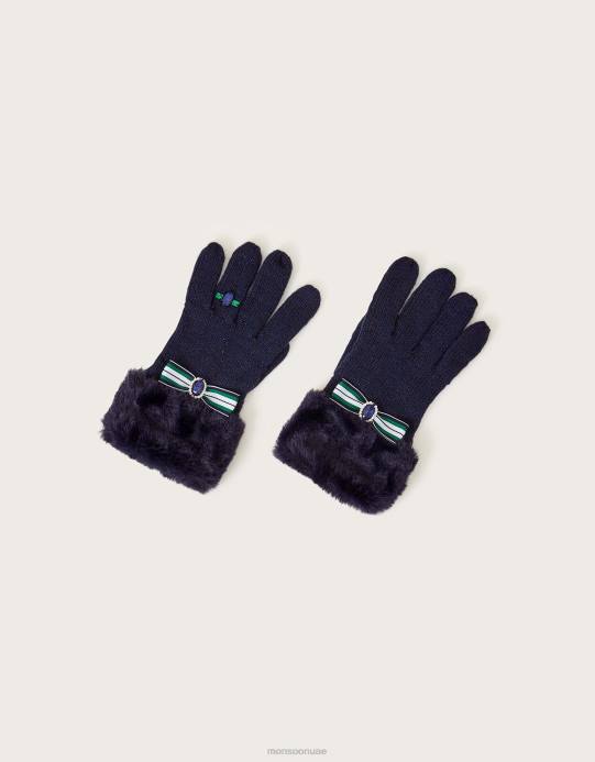 Monsoon أطفال قفازات حلقة القوس D68H2827 ملحق الأزرق الداكن)