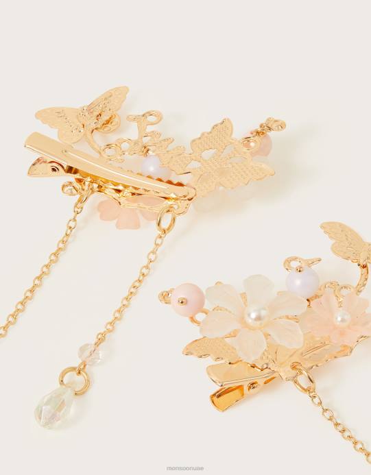 Monsoon بنت مجموعة مشابك شرابة جميلة للحديقة مكونة من قطعتين D68H2841 ملحق موضة