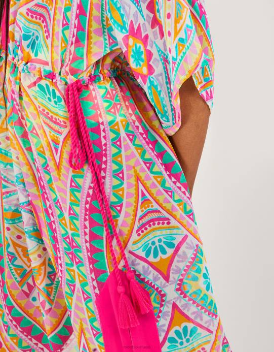 Monsoon نحيف قفطان ماكسي بطبعة فسيفساء D68H284 ملابس لون القرنفل