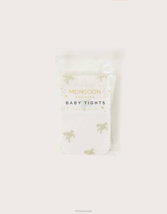 Monsoon بنت الجوارب الطفل بريق طباعة يونيكورن D68H2859 ملحق ذهب