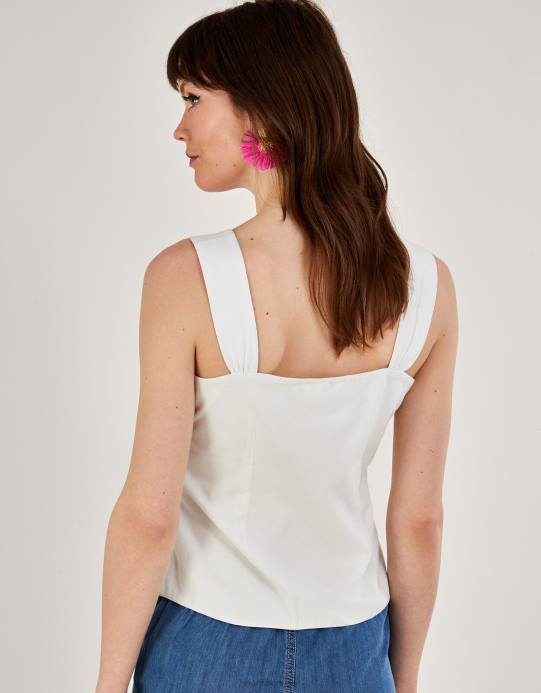 Monsoon نحيف زر من خلال أعلى كامي D68H300 ملابس عاج