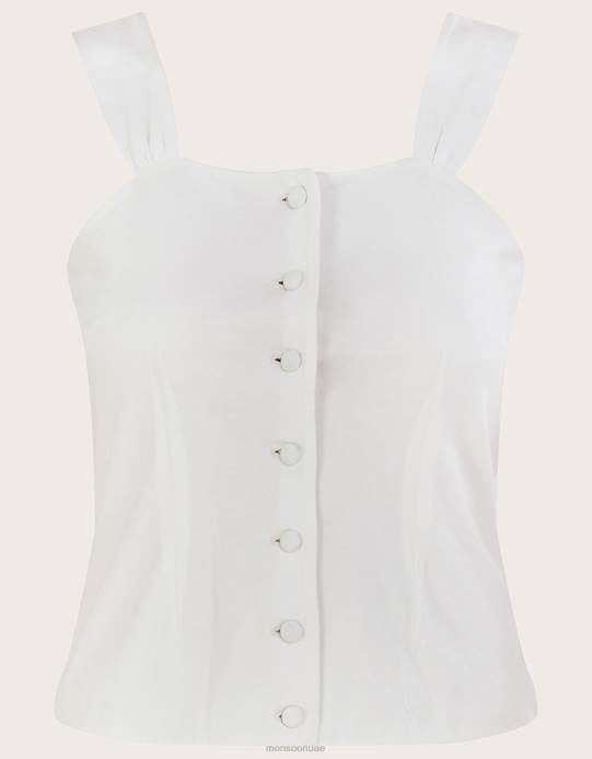 Monsoon نحيف زر من خلال أعلى كامي D68H300 ملابس عاج