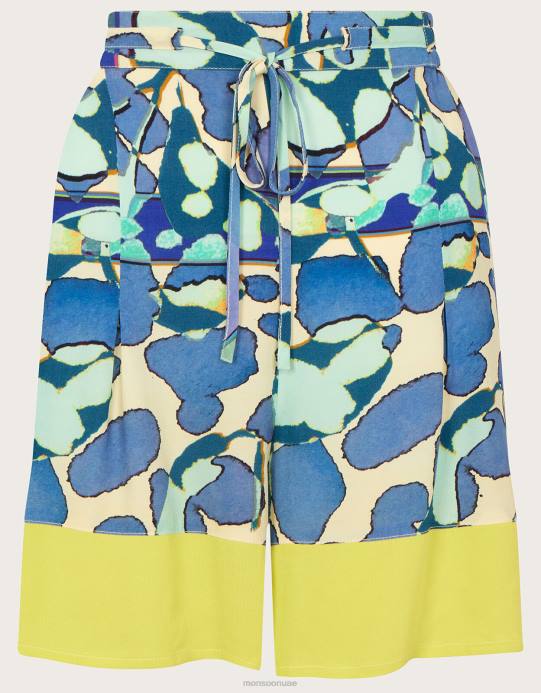 Monsoon نحيف السراويل الطباعة مجردة D68H302 ملابس الأزرق (الفيروز)