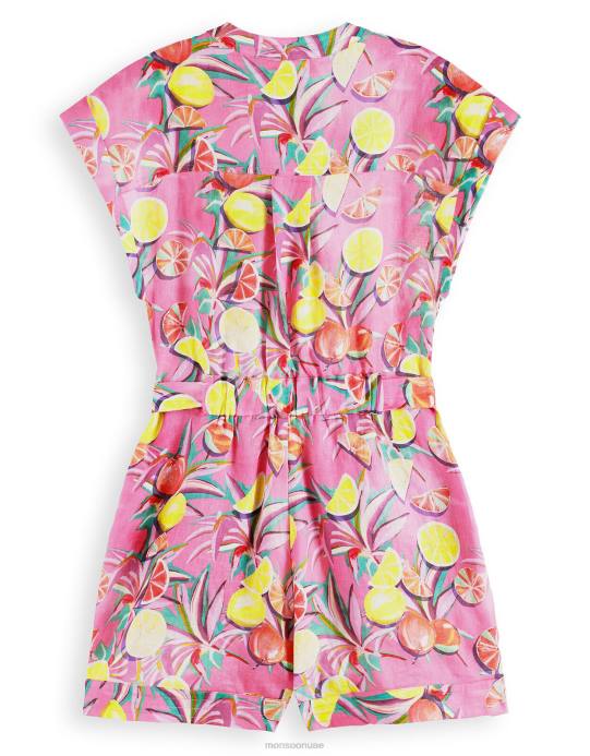 Monsoon نحيف بدلة لعب من الكتان بطبعة سكوتش وصودا D68H312 ملابس لون القرنفل