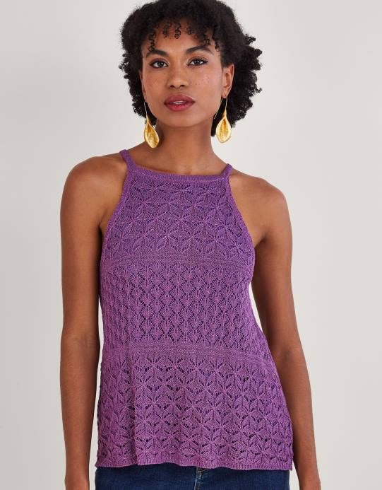 Monsoon نحيف الرسن أعلى بوانتيلي المعدنية D68H319 ملابس لون القرنفل