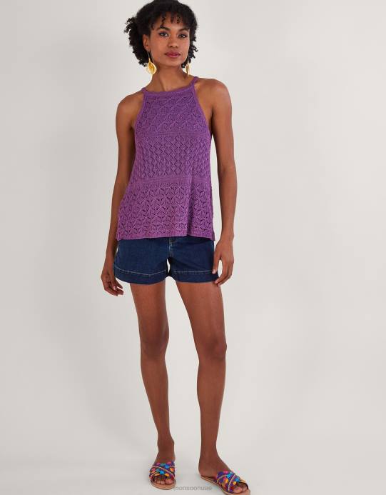 Monsoon نحيف الرسن أعلى بوانتيلي المعدنية D68H319 ملابس لون القرنفل