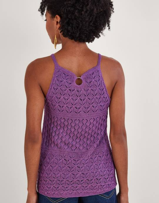 Monsoon نحيف الرسن أعلى بوانتيلي المعدنية D68H319 ملابس لون القرنفل