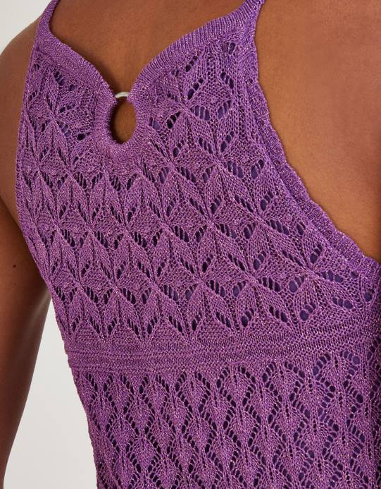 Monsoon نحيف الرسن أعلى بوانتيلي المعدنية D68H319 ملابس لون القرنفل