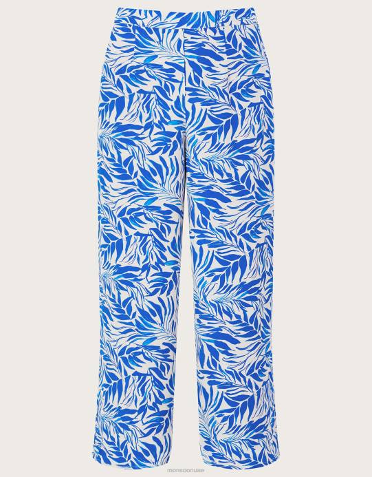 Monsoon نحيف بنطال فلورنسا واسع الأرجل من الفيسكوز المستدام D68H329 ملابس أزرق