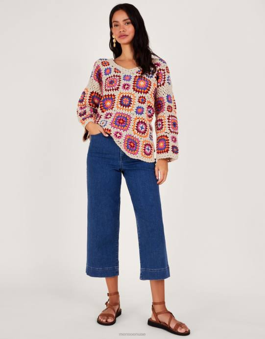 Monsoon نحيف البلوز الكروشيه D68H32 ملابس عاج