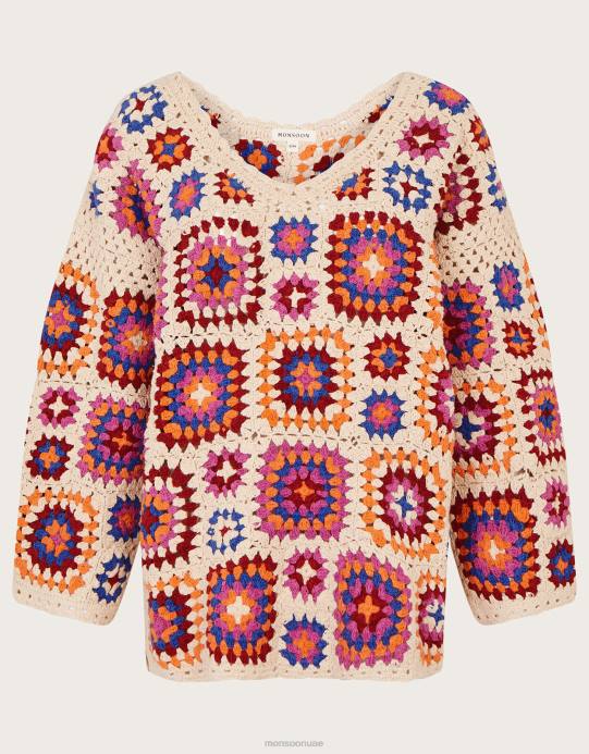 Monsoon نحيف البلوز الكروشيه D68H32 ملابس عاج