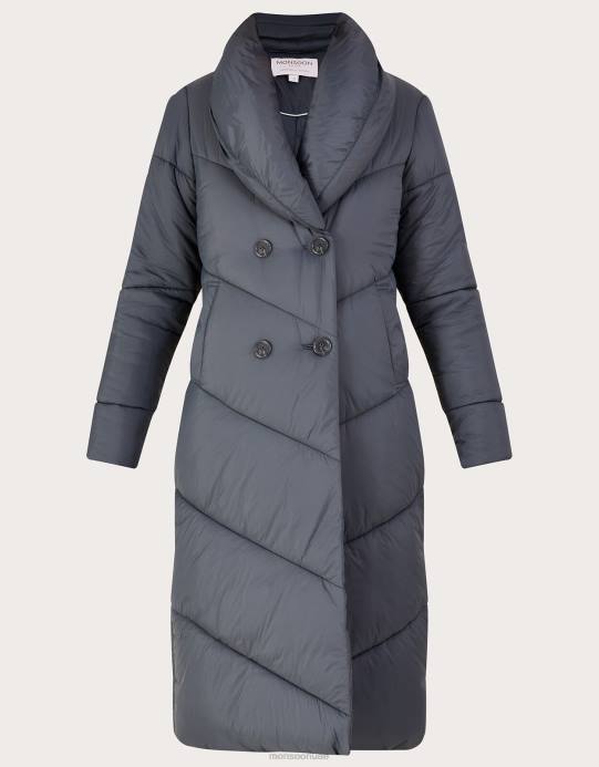 Monsoon نحيف معطف طويل مبطن من كلارا مصنوع من البوليستر المعاد تدويره D68H333 ملابس الرمادي (الفحم)