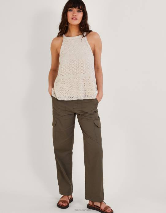 Monsoon نحيف الرسن أعلى بوانتيلي المعدنية D68H334 ملابس عاج