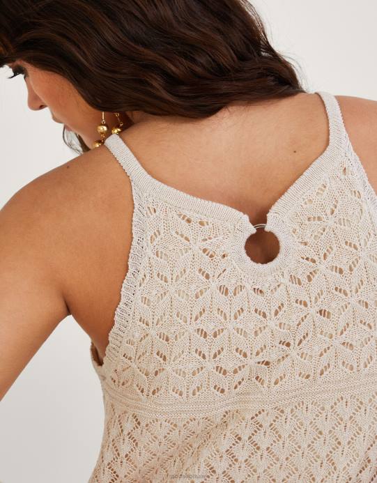 Monsoon نحيف الرسن أعلى بوانتيلي المعدنية D68H334 ملابس عاج