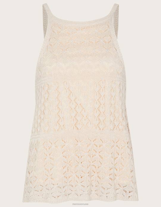 Monsoon نحيف الرسن أعلى بوانتيلي المعدنية D68H334 ملابس عاج