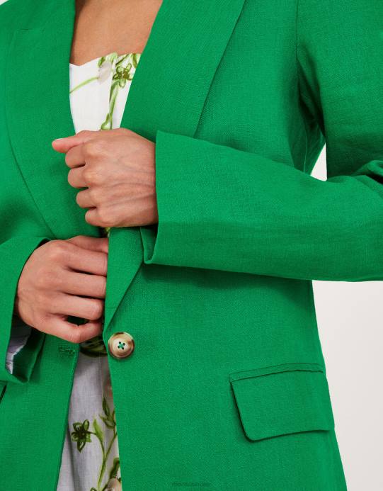 Monsoon نحيف سترة ستيلا من مزيج الكتان D68H342 ملابس أخضر