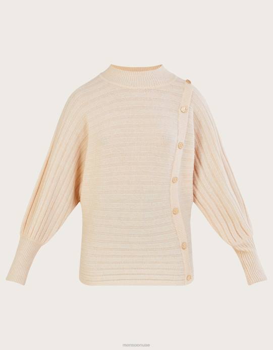 Monsoon نحيف سترة مضلعة أفقية من البوليستر المعاد تدويره D68H347 ملابس الجمل (الشوفان)