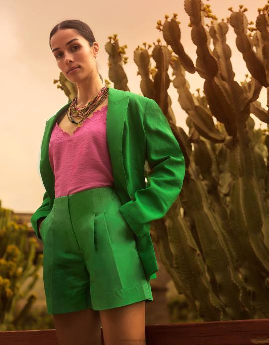 Monsoon نحيف ليلي منظم السراويل D68H348 ملابس أخضر