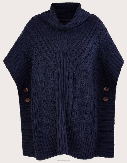 Monsoon نحيف المعطف الرقبة الطربوش D68H355 ملابس الأزرق الداكن)