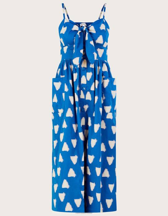 Monsoon نحيف فستان كامي مصبوغ من الباتيك المثلث D68H359 ملابس أزرق