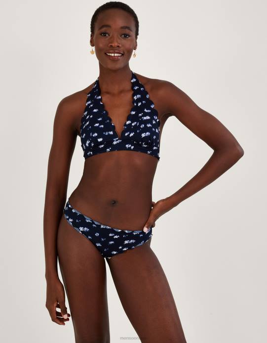 Monsoon نحيف قطعة بيكيني سفلية بطباعة الباتيك مع بوليستر معاد تدويره D68H363 ملابس الأزرق الداكن)