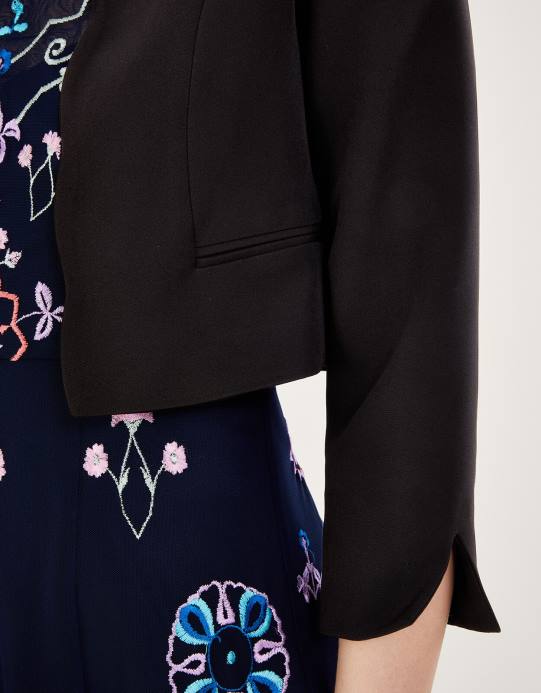 Monsoon نحيف سترة قصيرة من هورتينسيا مصنوعة من البوليستر المعاد تدويره D68H364 ملابس أسود