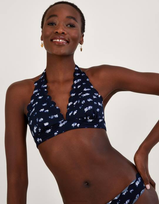Monsoon نحيف بيكيني علوي بطباعة الباتيك مع بوليستر معاد تدويره D68H368 ملابس الأزرق الداكن)