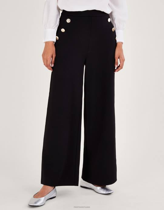 Monsoon نحيف سراويل بريا بونتي D68H36 ملابس أسود