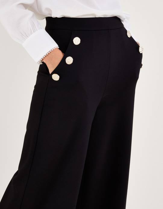 Monsoon نحيف سراويل بريا بونتي D68H36 ملابس أسود