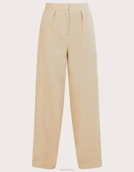 Monsoon نحيف بنطال جيني من مزيج الكتان D68H382 ملابس حجر طبيعي)