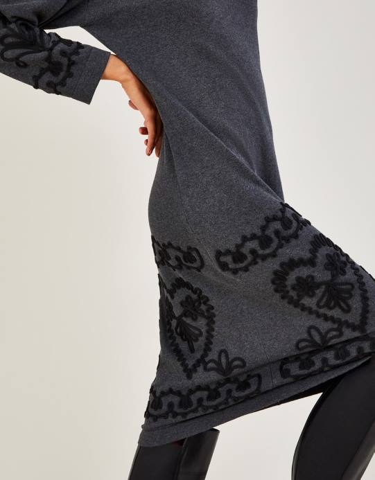 Monsoon نحيف فستان كورنيللي طويل من القطن المستدام D68H385 ملابس رمادي