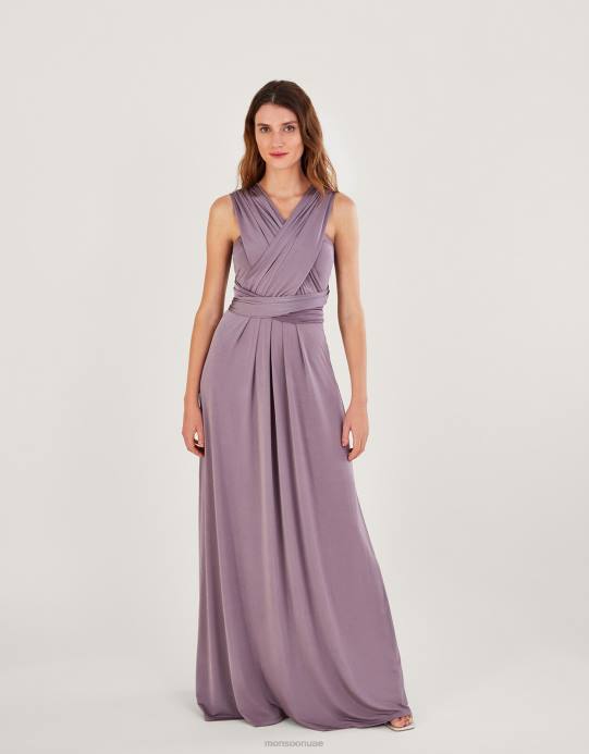 Monsoon نحيف فستان ثيا تويست مي تاي مي ماكسي D68H387 ملابس المنك