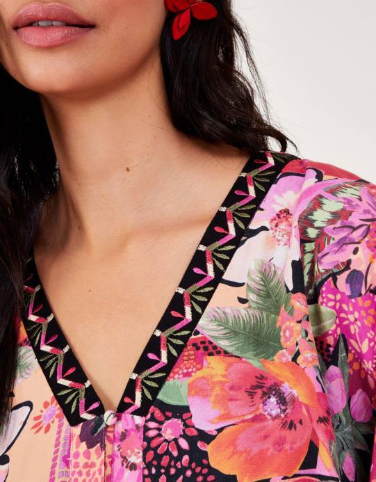 Monsoon نحيف فستان أناستازيا كيمونو من الفيسكوز المستدام D68H390 ملابس لون القرنفل