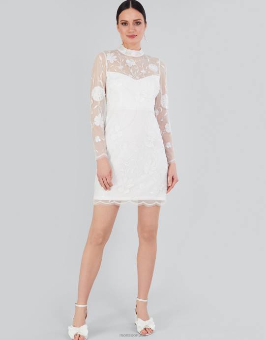 Monsoon نحيف فستان قصير مطرز من كريستينا D68H391 ملابس عاج