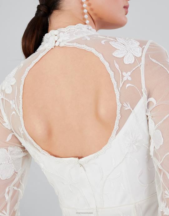 Monsoon نحيف فستان قصير مطرز من كريستينا D68H391 ملابس عاج