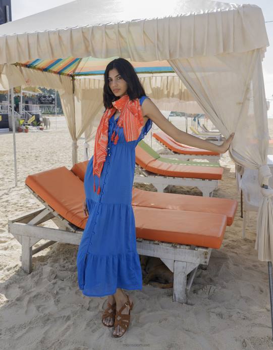 Monsoon نحيف فستان متوسط ​​الطول بياقة مكشكشة من لينزينج إيكوفيرو D68H394 ملابس الأزرق (الكوبالت)