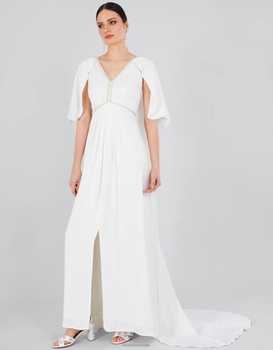 Monsoon نحيف صوفي فستان الزفاف ماكسي الساتان D68H399 ملابس عاج