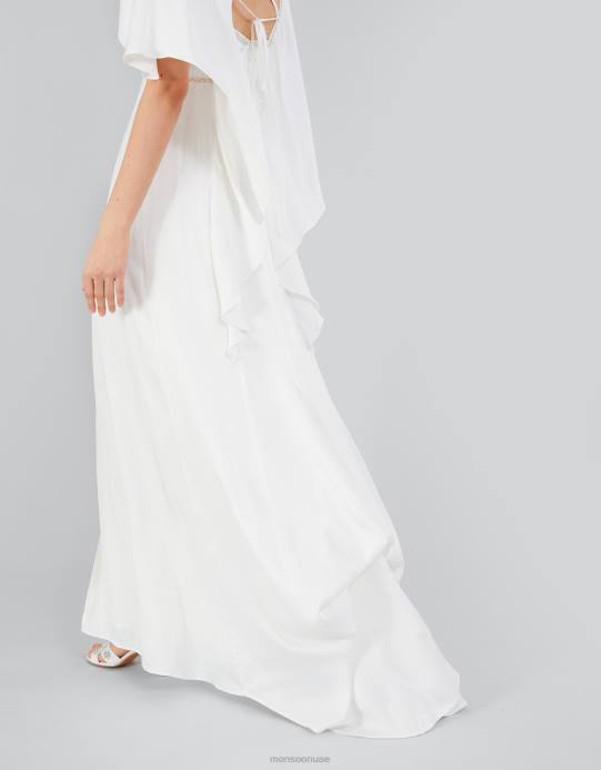 Monsoon نحيف صوفي فستان الزفاف ماكسي الساتان D68H399 ملابس عاج