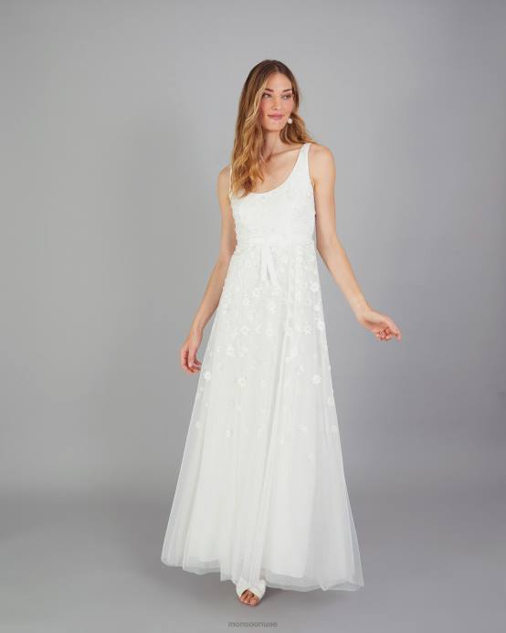 Monsoon نحيف اميلي فستان الزفاف المطرزة D68H401 ملابس عاج