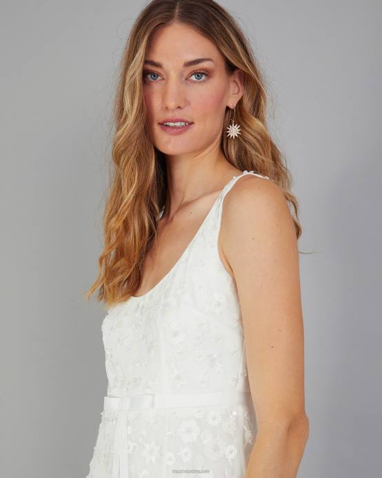 Monsoon نحيف اميلي فستان الزفاف المطرزة D68H401 ملابس عاج