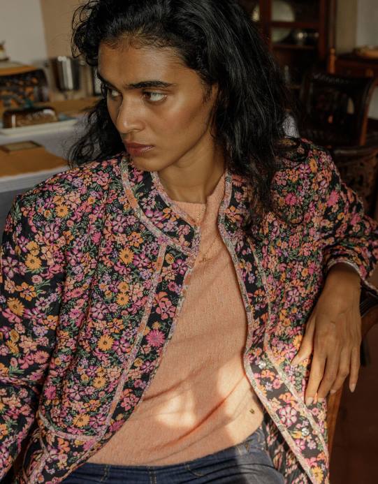 Monsoon نحيف سترة بغرز فائقة النعومة مع بوليستر معاد تدويره D68H402 ملابس البرتقال (الخوخ)